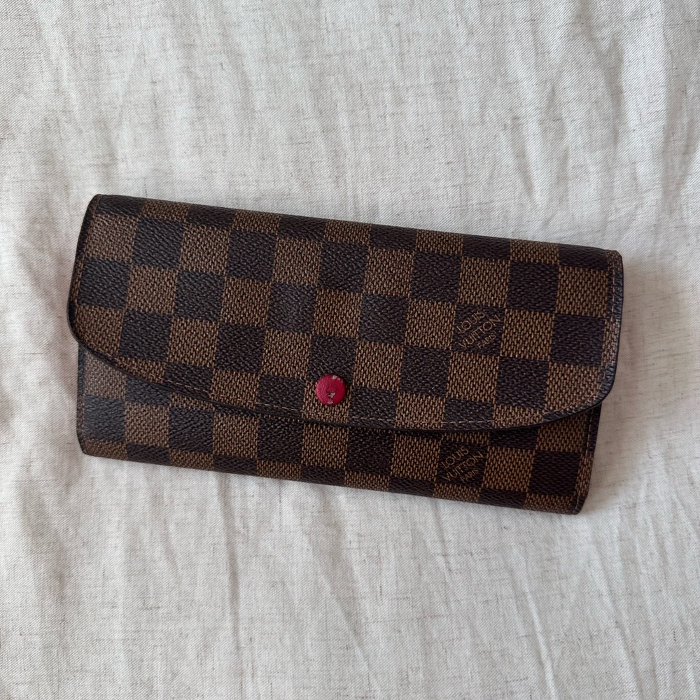 Louis Vuitton Damier Ebene Emilie Wallet Red